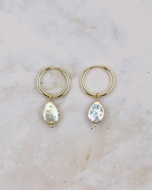 DROPLET PEARL | SILVER | HOOPS