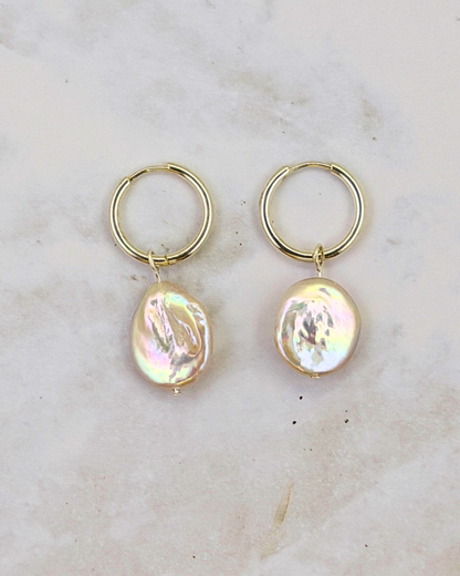COIN PEARL | SILVER | HOOPS