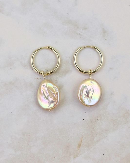 COIN PEARL | SILVER | HOOPS