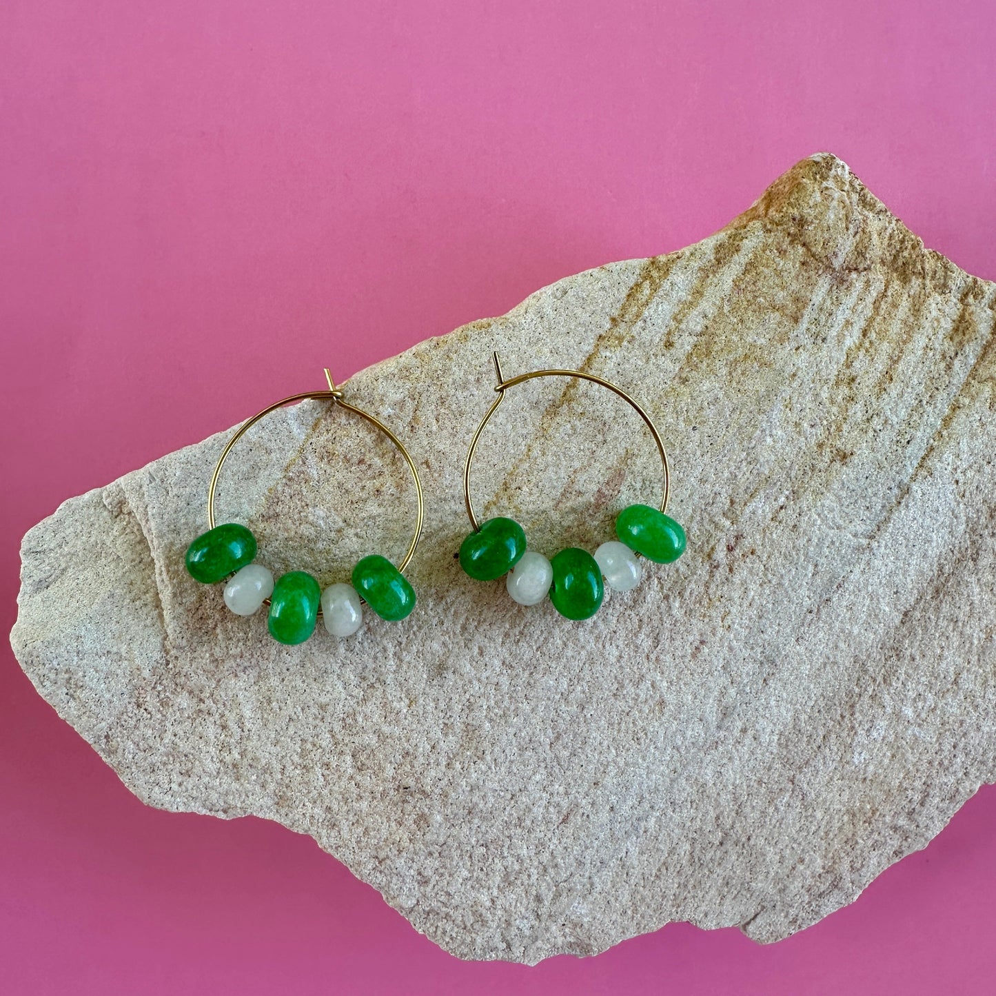 GREEN JADE | STACKED HOOPS