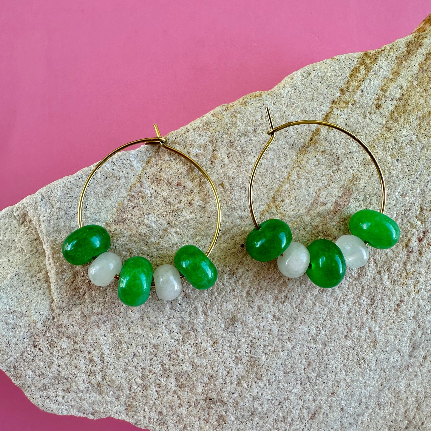 GREEN JADE | STACKED HOOPS